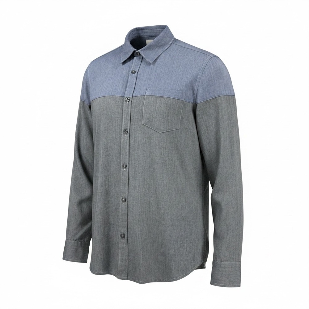 AG Adriano Goldschmied Button Down Shirt Mens M Slim Fit Colorblock Blue Gray